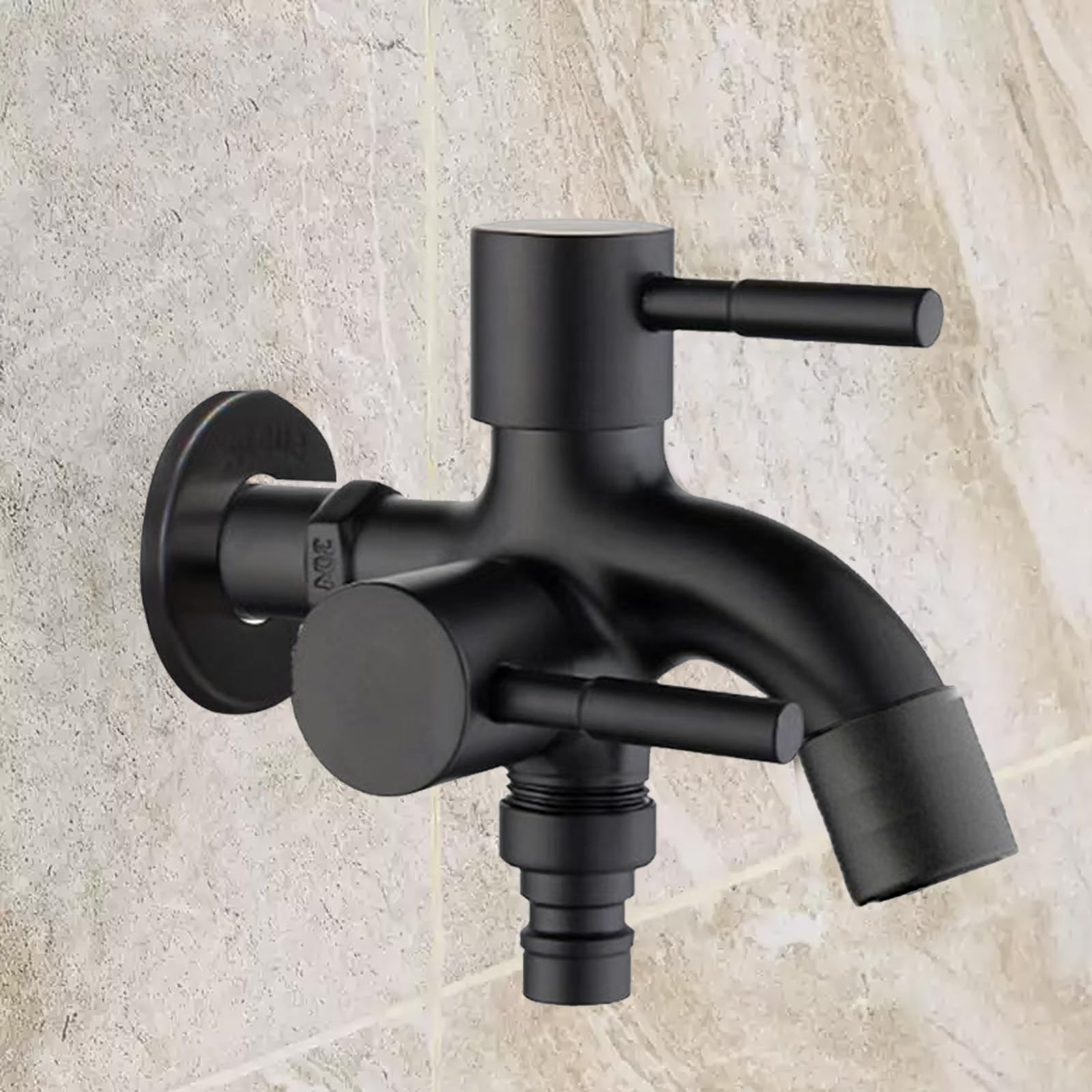 Grifo Universal de 1/2 Pulgadas, Grifo Doble de Acero Inoxidable, Grifo de Lavadora de Doble Boquilla para Jardín, Hogar e Industrial (Estilo 2)