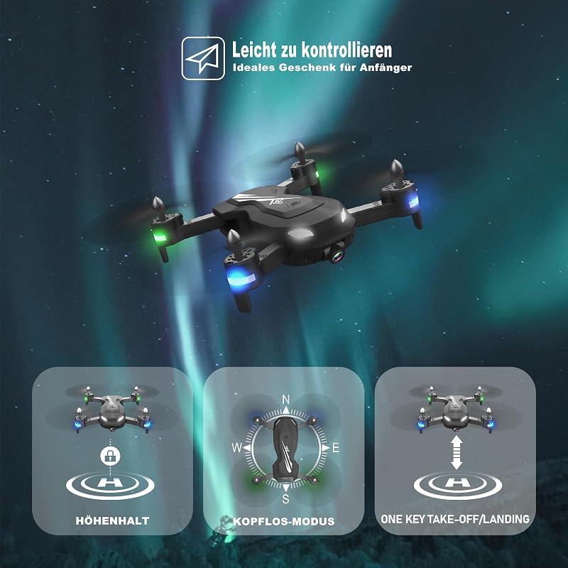 Wipkviey T26 Összecsukható Drón 1080P HD Kamerával, 30 Perces Repülési Idővel, 2 Akkumulátorral, Gesztus Vezérléssel és Fejnélküli Móddal