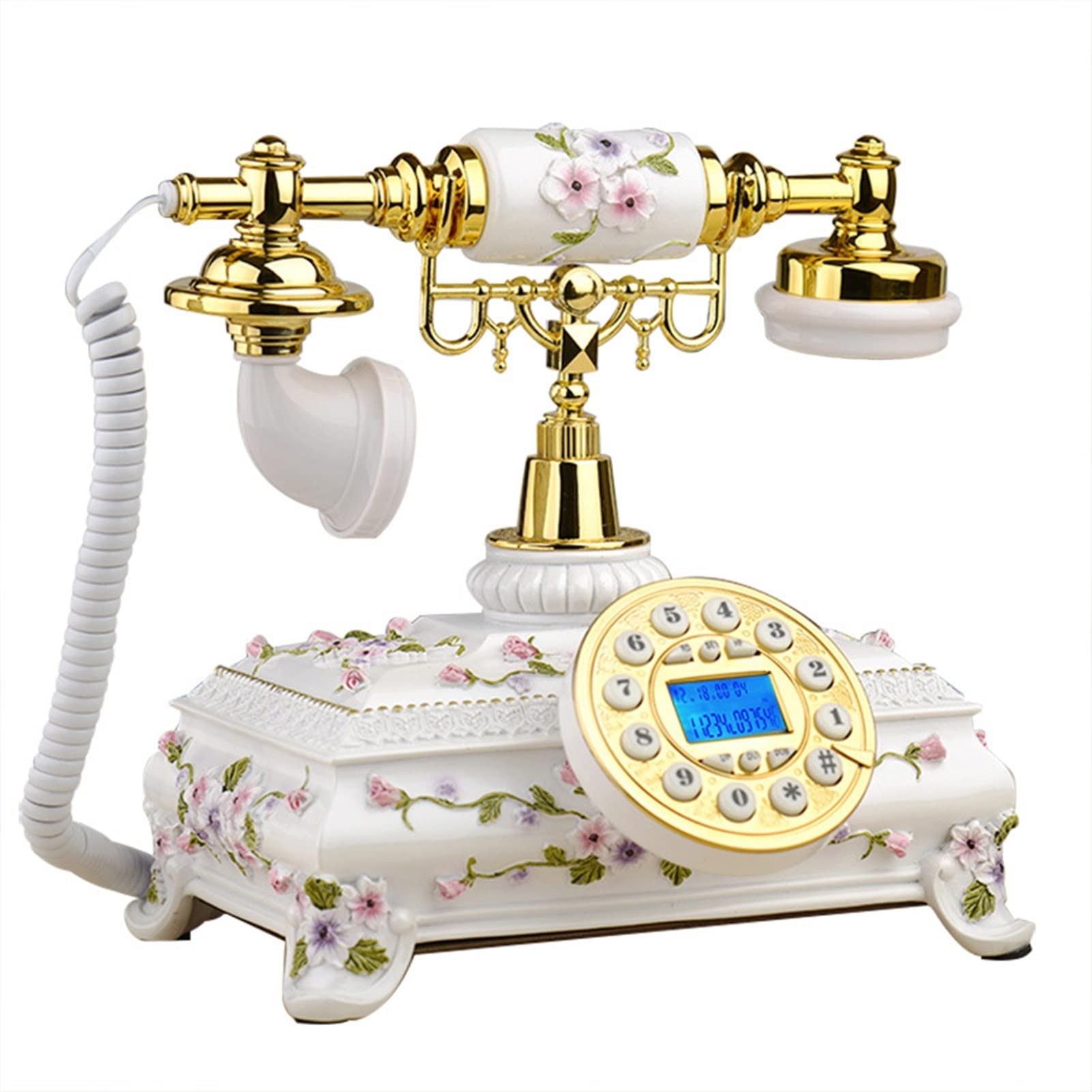Telefon stacjonarny w stylu retro， Telefon z przyciskami Retro ręcznie robiony telefon stacjonarny do biura domowego i hotelu