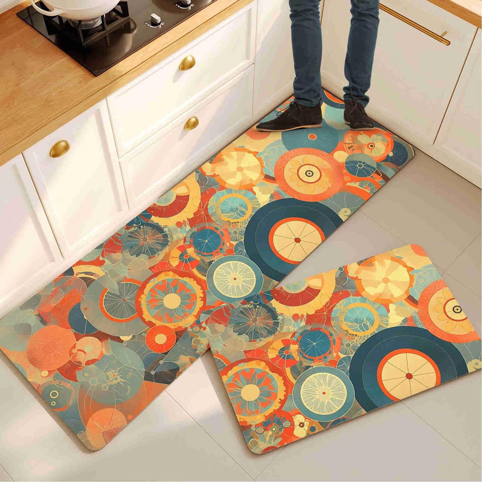 Alfombras de cocina lavables y antideslizantes para el piso y pasillo de 2 piezas