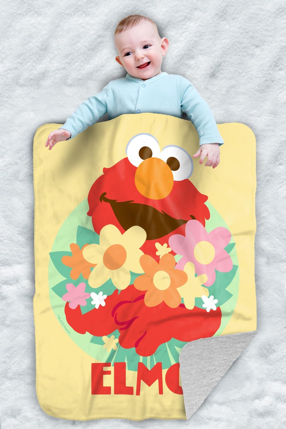 Sesame Street Flowers for You Elmo Sherpa Baby Blanket, Warm Soft Cozy, Unisex for Infants Girls & Boys 30"X40"