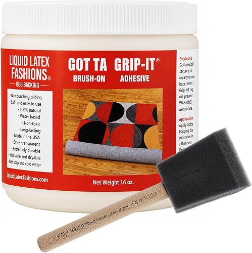 Gotta Grip-It Non-Slip Rug Fixative Gum 16 Oz with Jen Foam Brush - Natural Latex Adhesive for Hard Floors Gotta Grip-It Non-Slip Rug Fixative Gum 16 Oz with Jen Foam Brush - Natural Latex Adhesive for Hard Floors