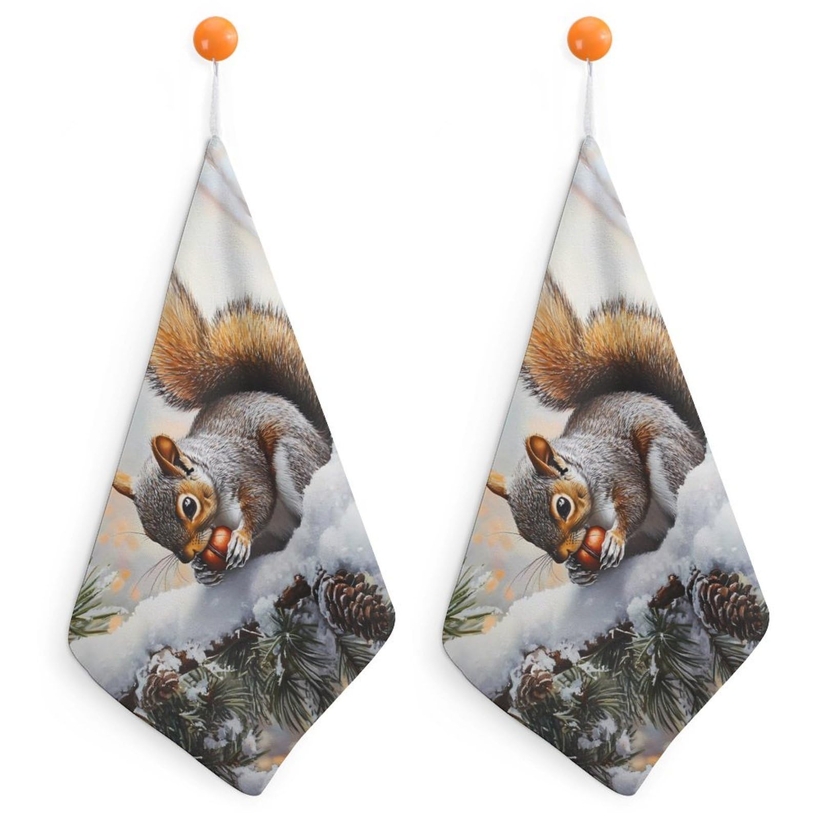 CGSBNGHA Squirrel Cute Animal Hand Towel Hanging Face Towels Cleaning Cloths Handkerchief for Bathroom Kitchen