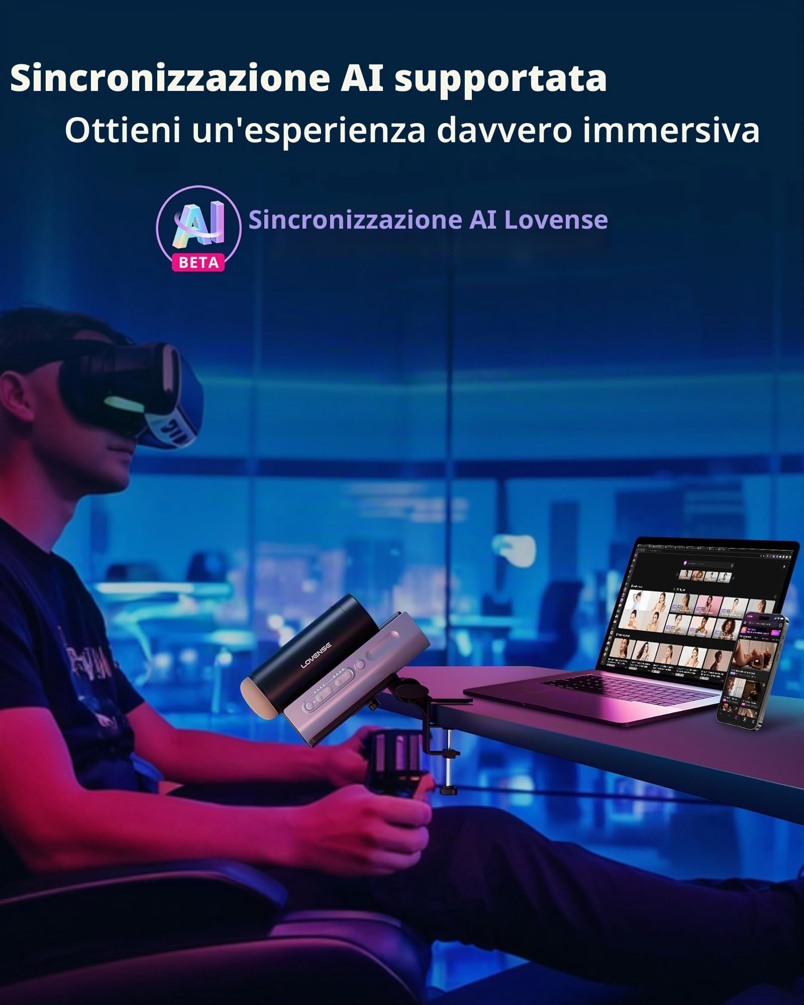 Lovense Solace Pro Automatischer Masturbator für Männer, per App ferngesteuerte Blowjob Taschenmuschi Penis Masturbatoren und immersivem KI/VR-Erlebnis, Sex Spielzeug für die Männer Paarem