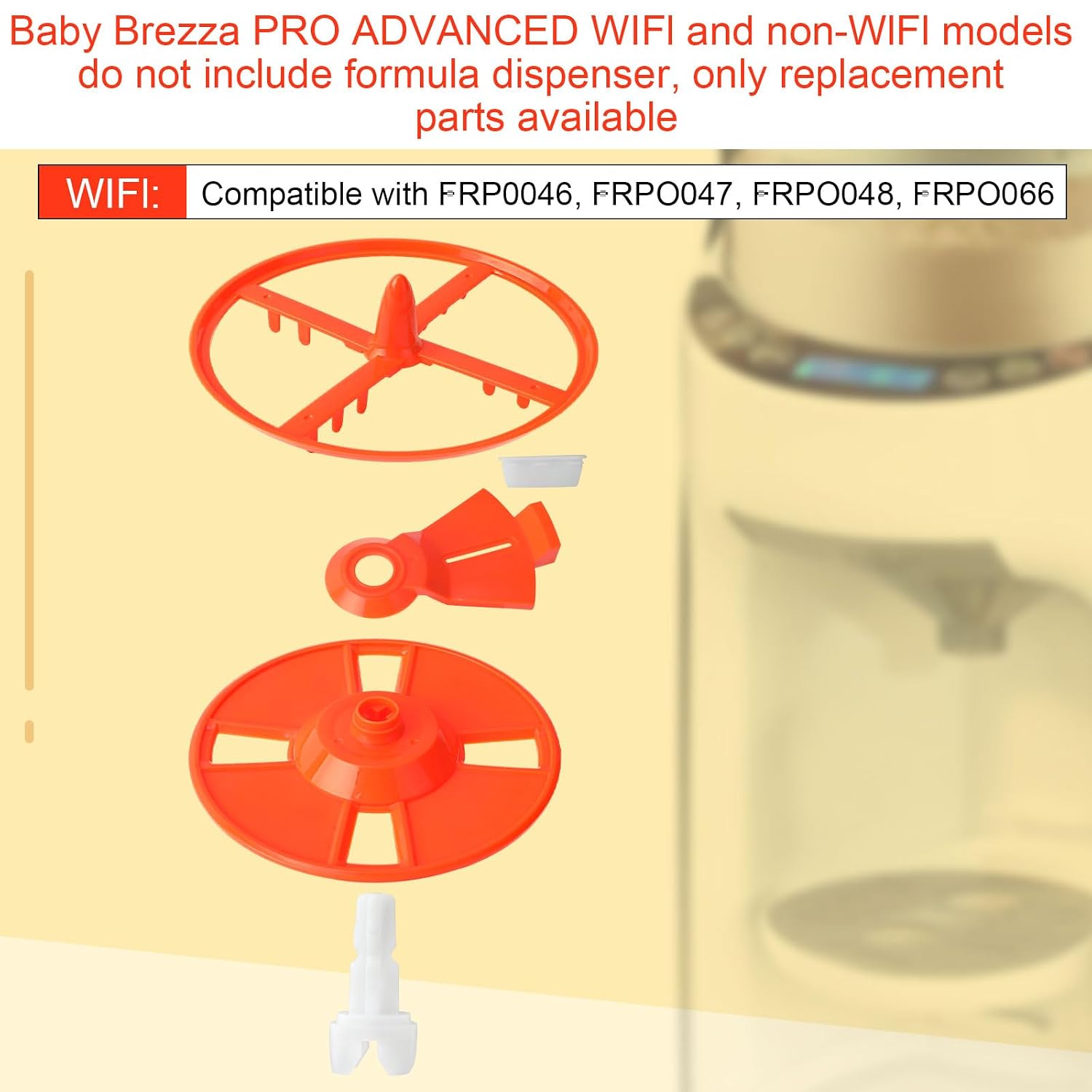 5 Pcs Replacement Parts Compatible with Baby Brezza Formula Pro Advanced | for WiFi Model FRP0046 FRP0047 FRP0048 FRP0066 Includes Stirring Wheel Locking Cover Measuring Wheel Axle & Scraper