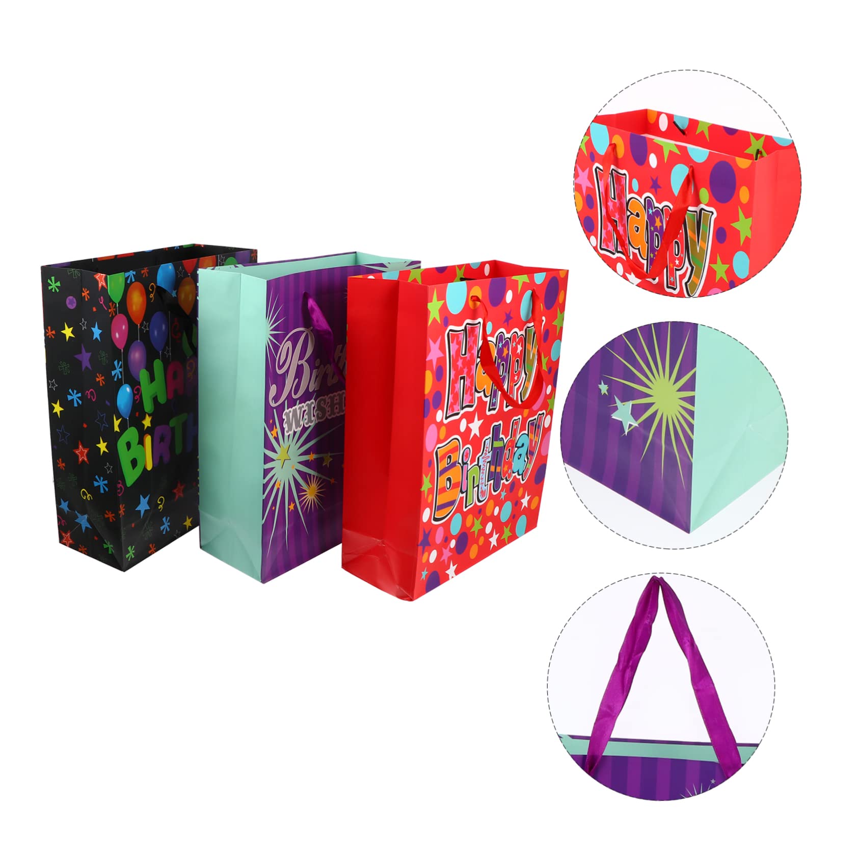 WRITWAA 12 Pcs Paquet Fourre-tout en Papier avec Poignées pour Anniversaires et Fêtes Plusieurs styles