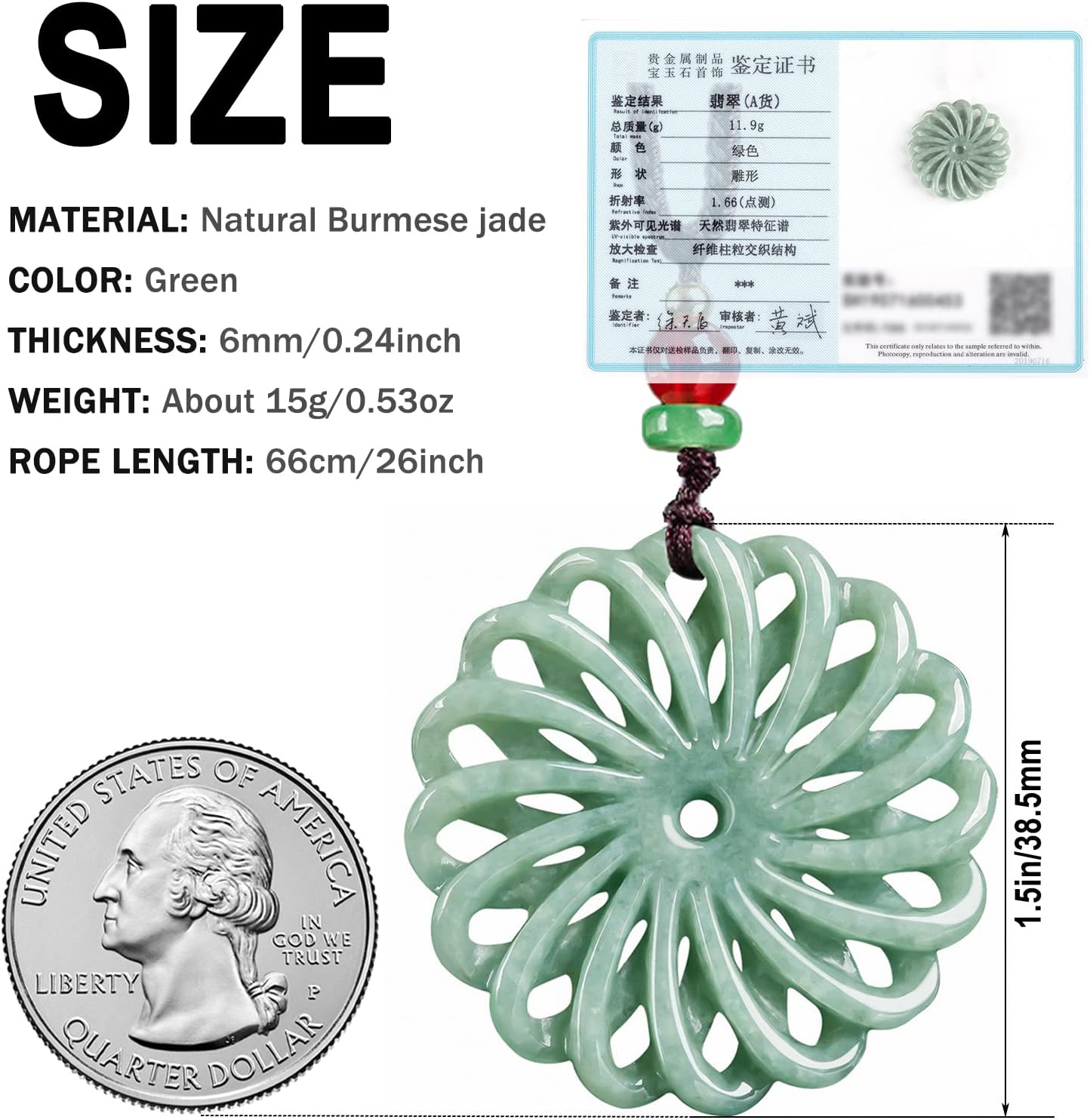 Natural Green Jade Necklaces for Women Good Luck Donut Jade Pendant Necklaces Amulet Jewelry Gifts - Image 6