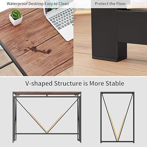 Miniatura 6 de NOBLEWELL HOME NWCD3D - Escritorio plegable para computadora, color marrón