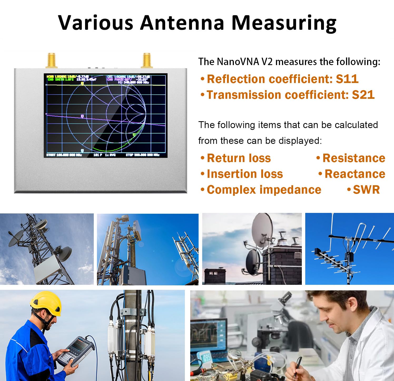 Aggiornamento Nanovna V2 Plus4 Analizzatore di rete vettoriale 50kHz-4GHz, Aursinc Analizzatore dell'antenna da 4 '' HF VHF UHF Misurare i parametri S, Rapporto d'onda stazionaria di tensione