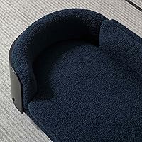 Vista 7 de Sofá cama elevado para mascotas con patas de madera maciza, respaldo de madera doblada y cojín de cachemira, muebles de lujo para mascotas