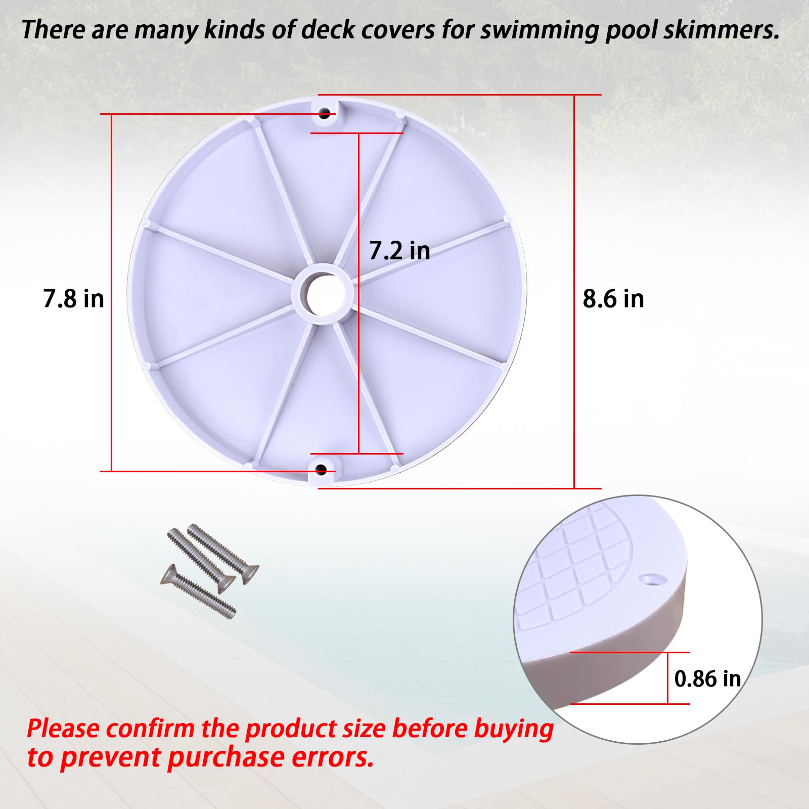 Skimmer-Deckel Für Hayward Schwimmbad-Skimmer - Kompatibel Mit SP1082, SP1084, SP1085, Rund, Weiß, 21,6 Cm Durchmesser
