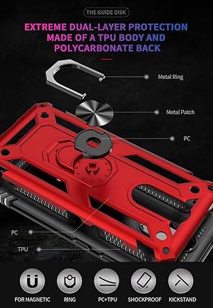 TJS Phone Case Compatible with LG K40/K12 Plus/X4/Solo LTE/Harmony 3/Xpression Plus 2, with [Full Coverage Tempered Glass Screen Protector] Impact Resistant Metal Ring Magnetic Support (Blue)
