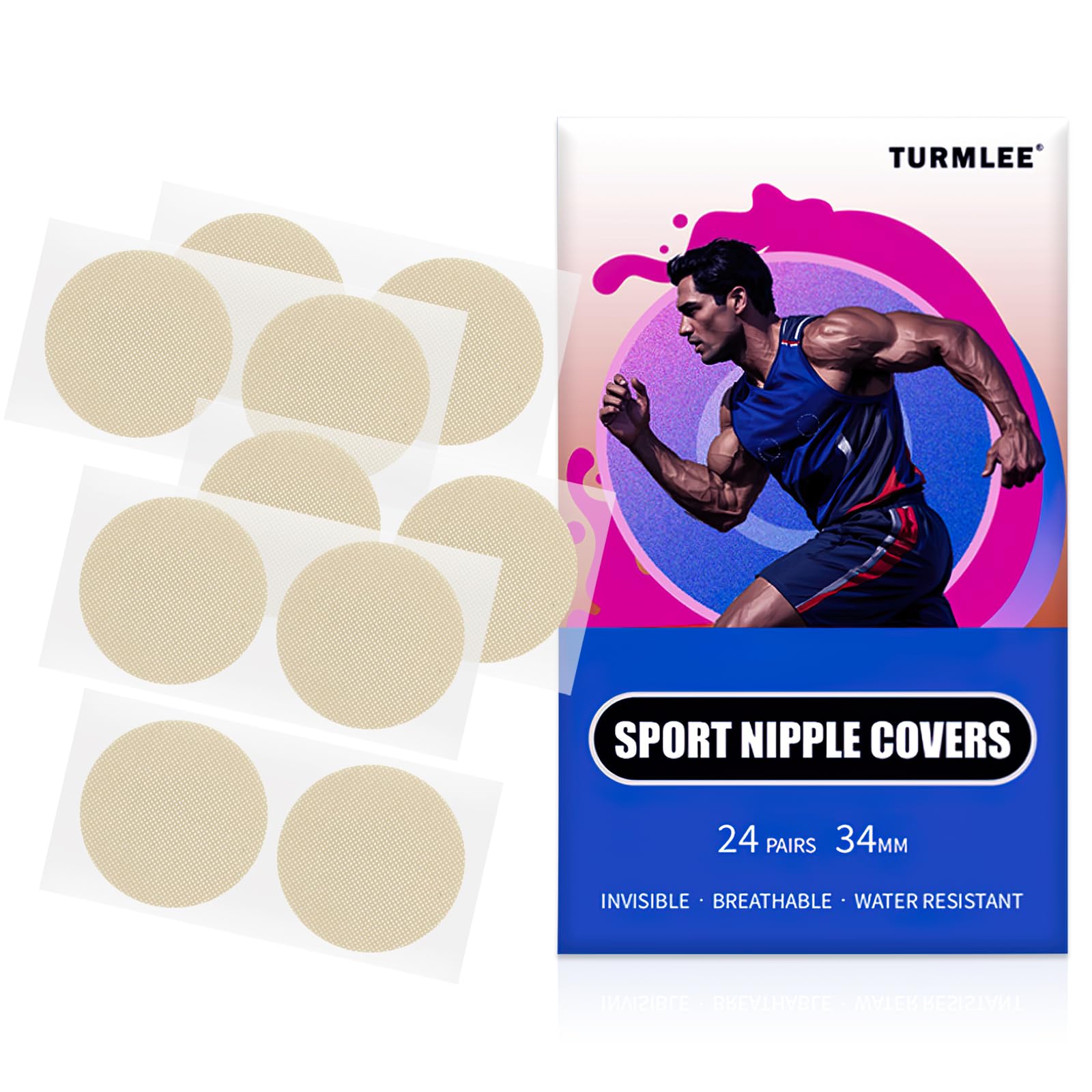 CoolShef Nude Nipple Covers for Men – Anti-Chafing Nipple Tape & Stickers for Running, Sports & Gym, Disposable Breathable Adhesive Nipple Cover Pads, No-Show Men Nipple Protectors, 24 Pairs-image-23