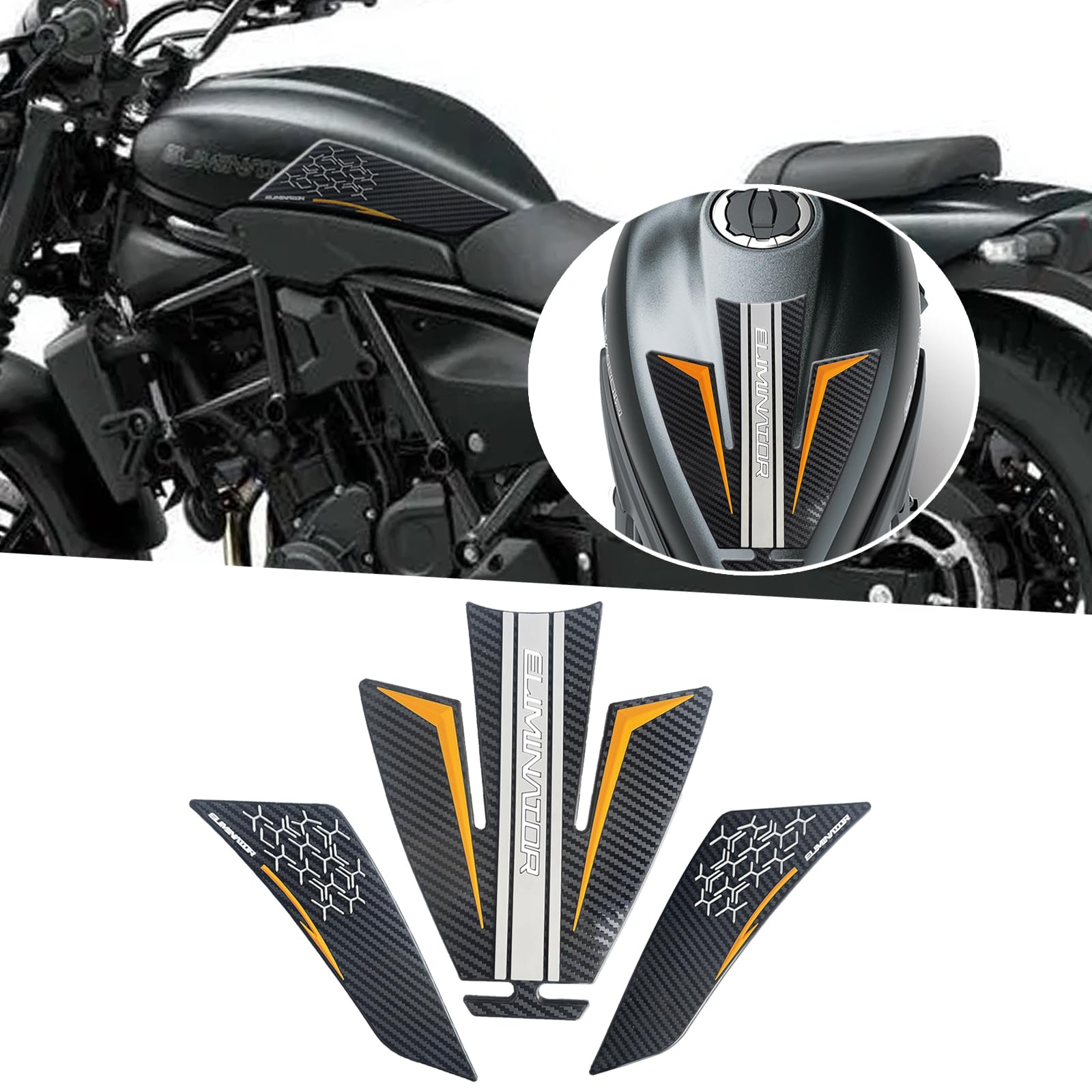 Autocollants réservoir Eliminator 500 anti-rayures et grip latéral