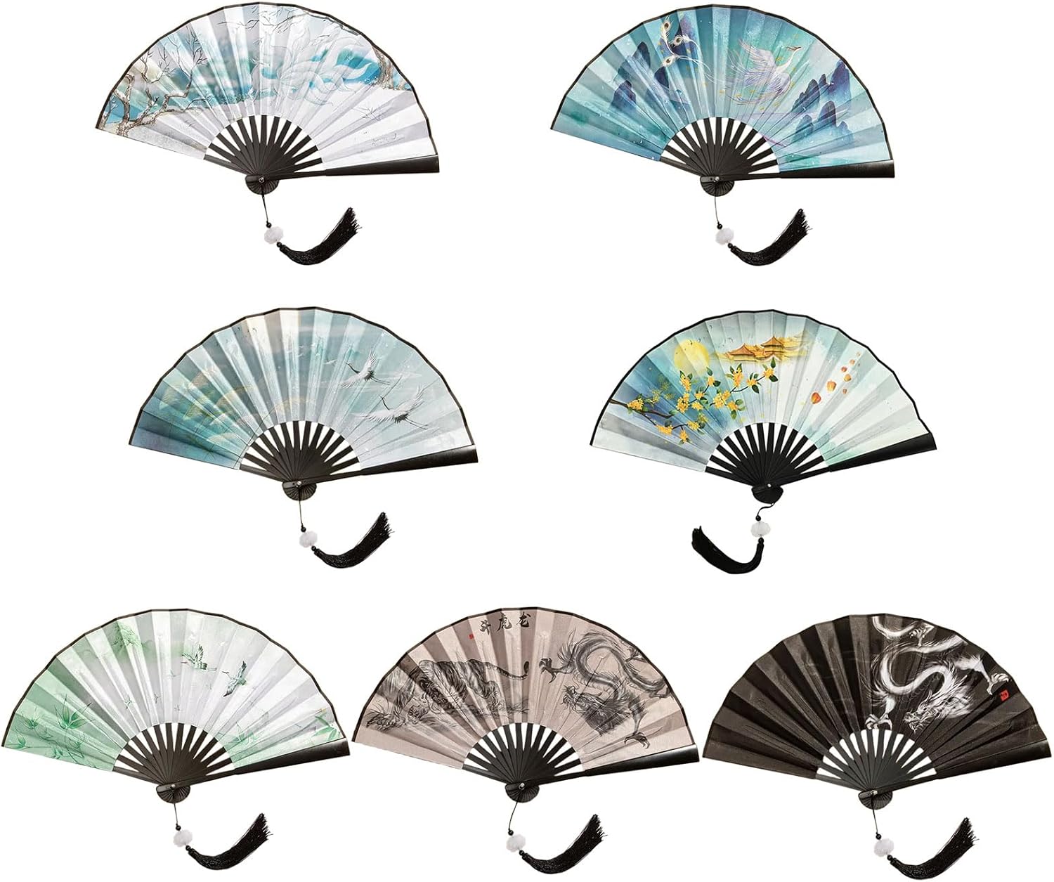 Chinese Handhelds Fan Double Sided Vintage Painting Folding Fan Cheongsam Dance Photography Hand Gift Wedding Folding