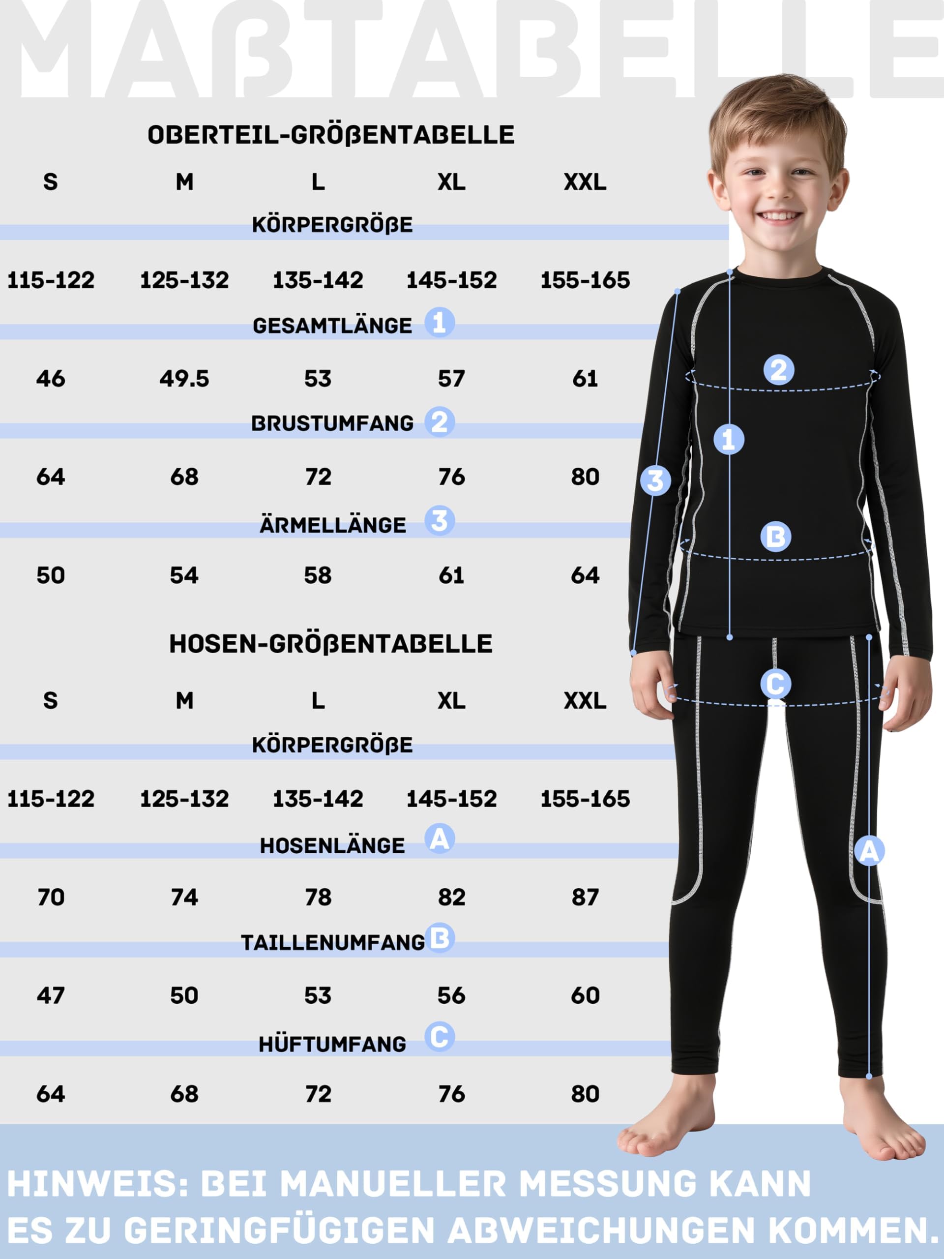 Ruisita Sous-vêtements thermiques de ski pour enfants - Sous-vêtements fonctionnels de sport - Pour garçons et filles - Respirants - Sous-vêtements thermiques - Sous-vêtements d'hiver - Pantalon