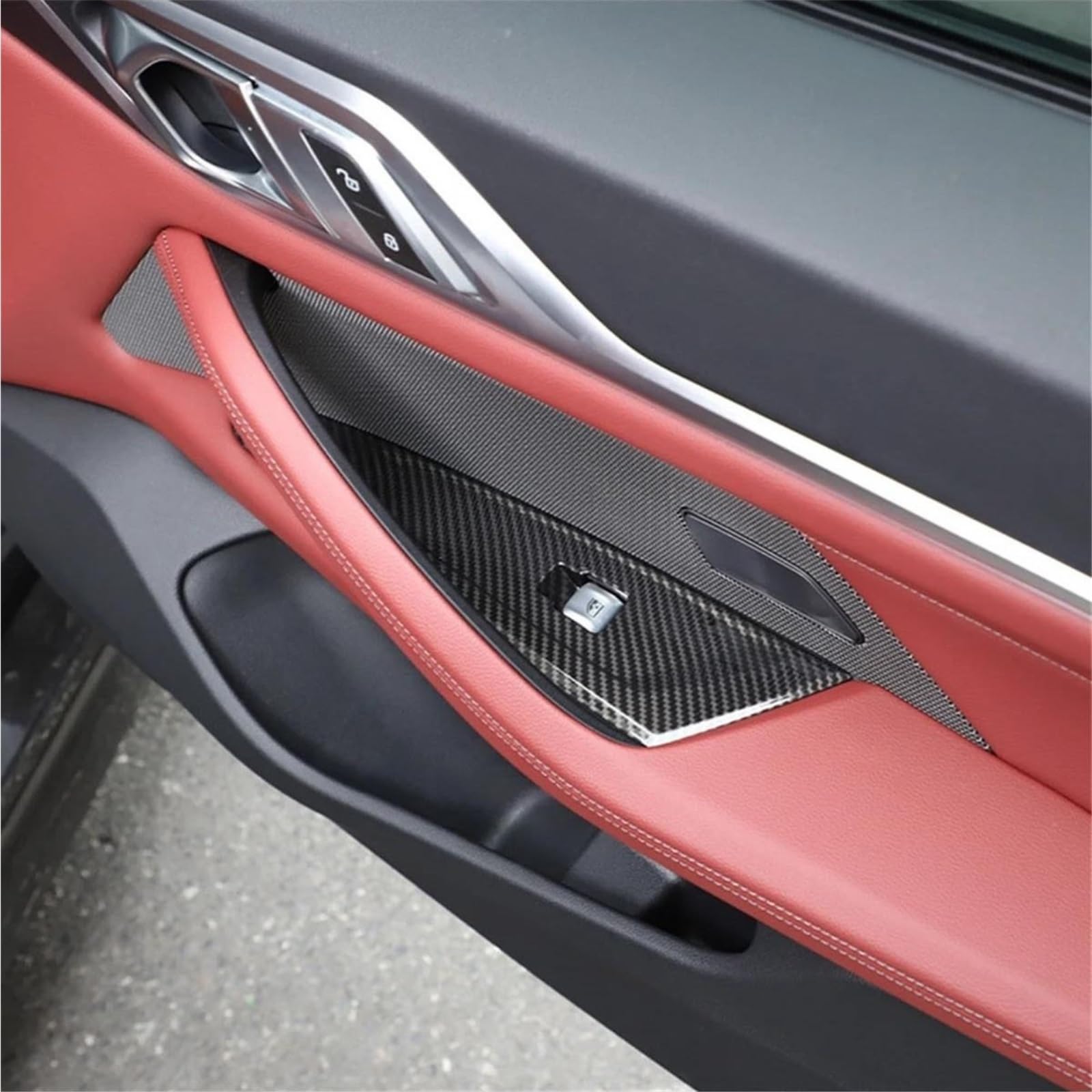 Autocollants intérieur voiture Pour BMW Série 4 G22 2021 2022 Autocollant Couvercle Bouton Commutation Levage Vitre Porte Voiture Accessoires Cadre Garniture