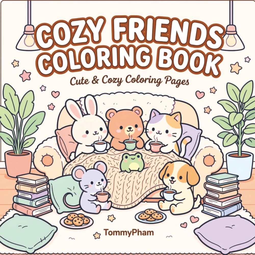 Cozy Days with Friends for Adult & Teens: Featuring Cute Friends with Bold and Easy Designs for Relaxation