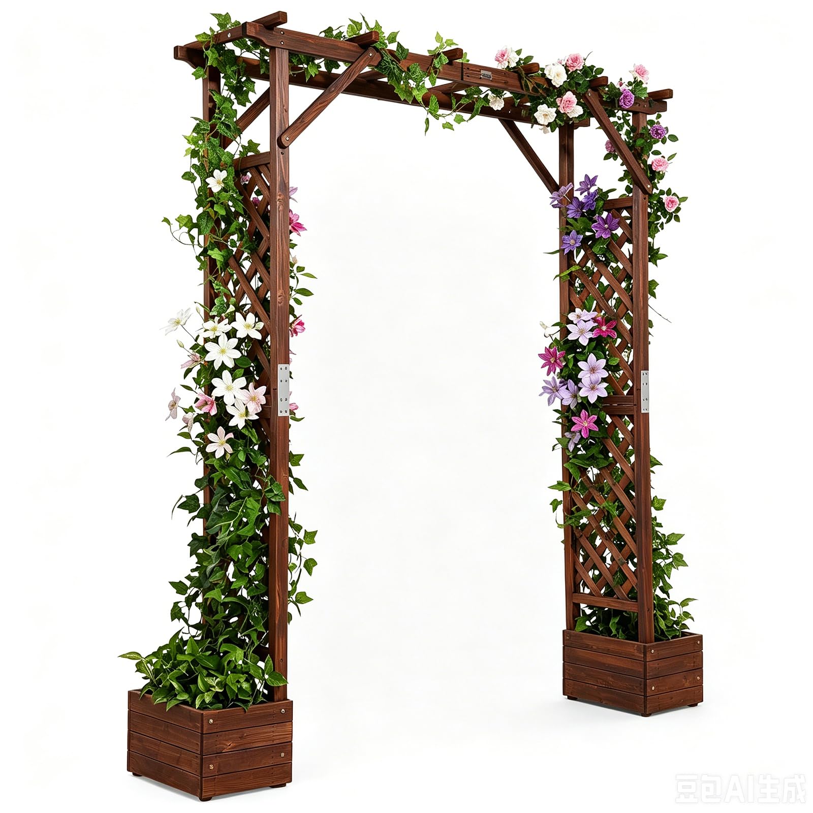 VINGLI Wooden Garden Arbor with Planter