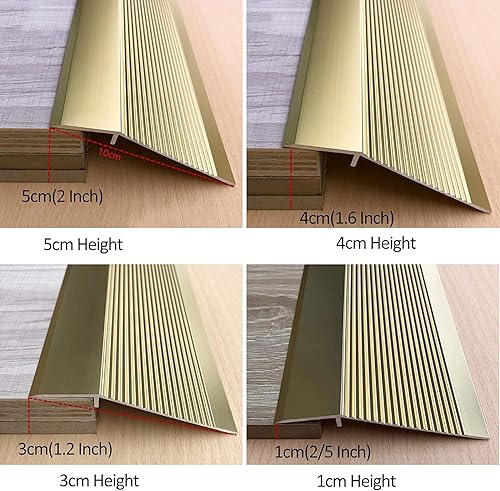 Miniatura 5 de Rampa de entrada para caminantes de tira de transición de piso, tira de transición desigual de piso negro plateado, gris dorado, tira de transición