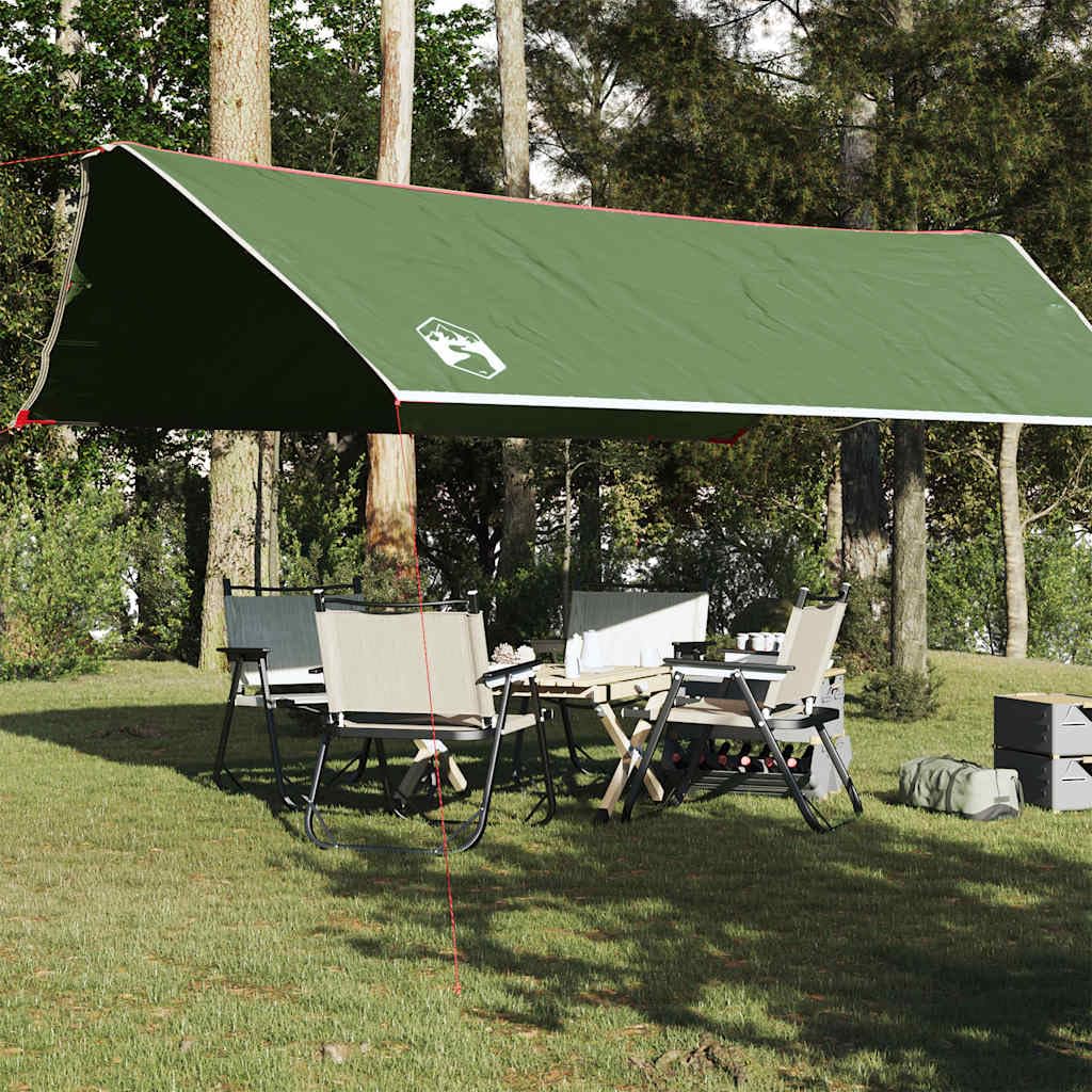 Telone da campeggio verde 500 x 294 cm impermeabile, telo per tenda protezione solare per esterni, campeggio, escursionismo, amaca 94670