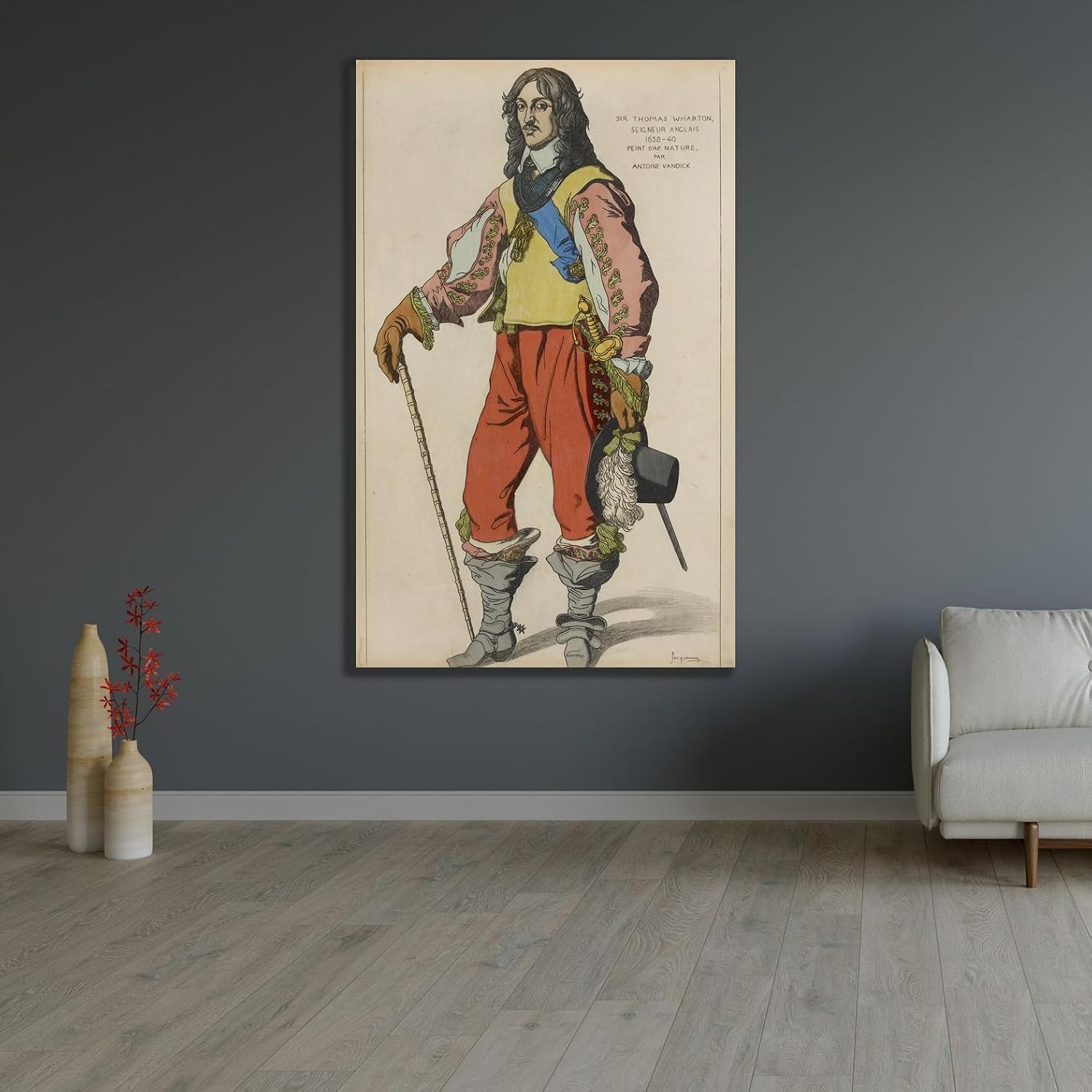 ArtDirect Sir Thomas Wharton, English lord 1638-40.Painted from nature, by Antoine Vandick.(1869) Unframed Art Print Giclee Poster by Raphaël Jacquemin - Ready for Framing with Customization Sizes 6x10, 9x14, 12x20, 22x36, 30x48 and 37x60 inches