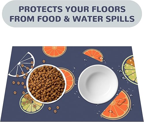 Miniatura 4 de Tapete de comida para gatos tapete antideslizante e impermeable de 16.5 x 28 pulgadas para comida y agua, evita derrames de alimentos y suciedad en