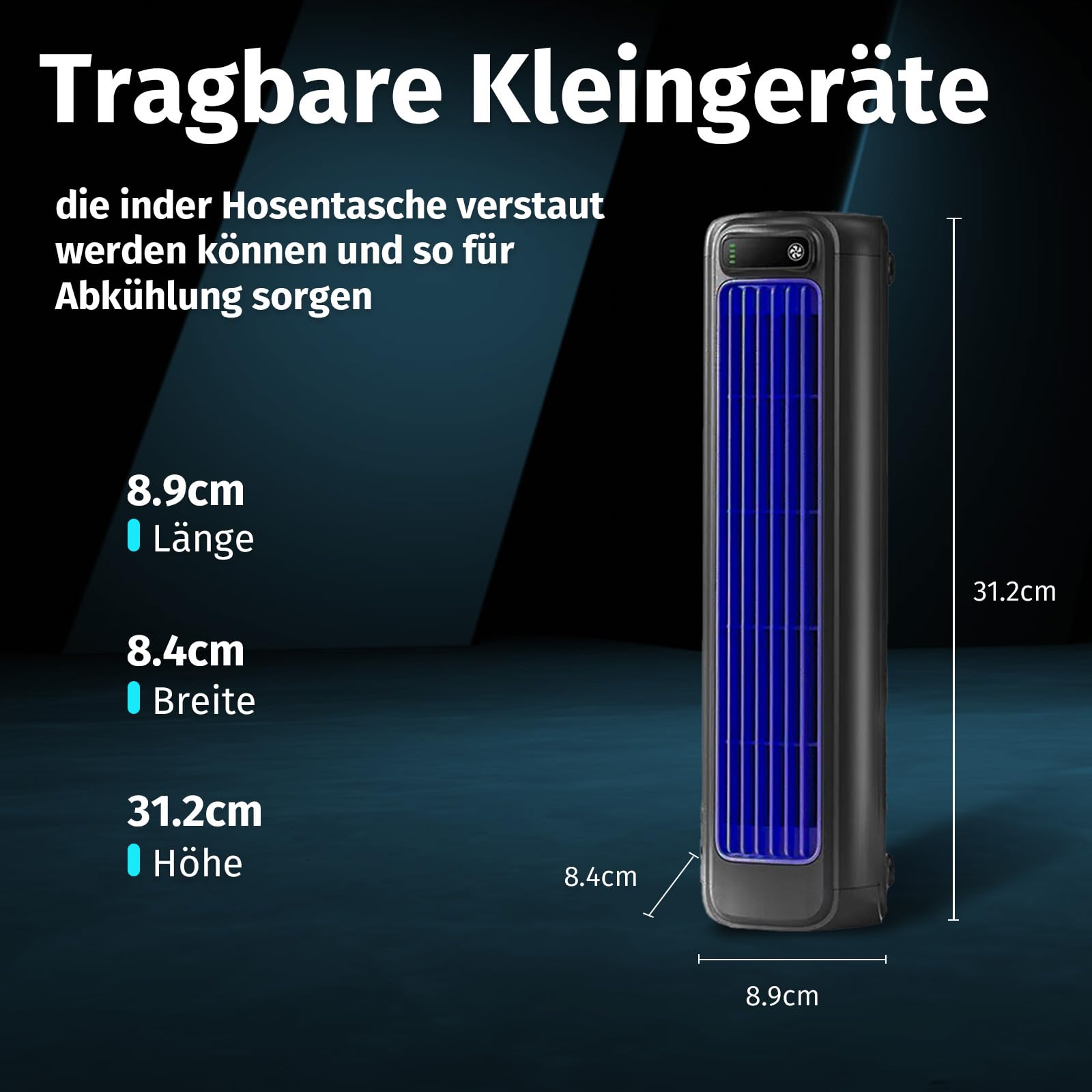 Festberg Cooling Ace Kabelloser Bladeless Turmventilator 3 Geschwindigkeiten Leiser Tischventilator Schlafzimmer