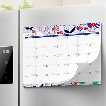 SUNEE Magnetic Calendar for Refrigerator 2026-2027 from July 2026 to March 2028, Fridge Calendar Magnet 21 Months for Family, 8.5"x11" Monthly Wall Calendar, Seasonal