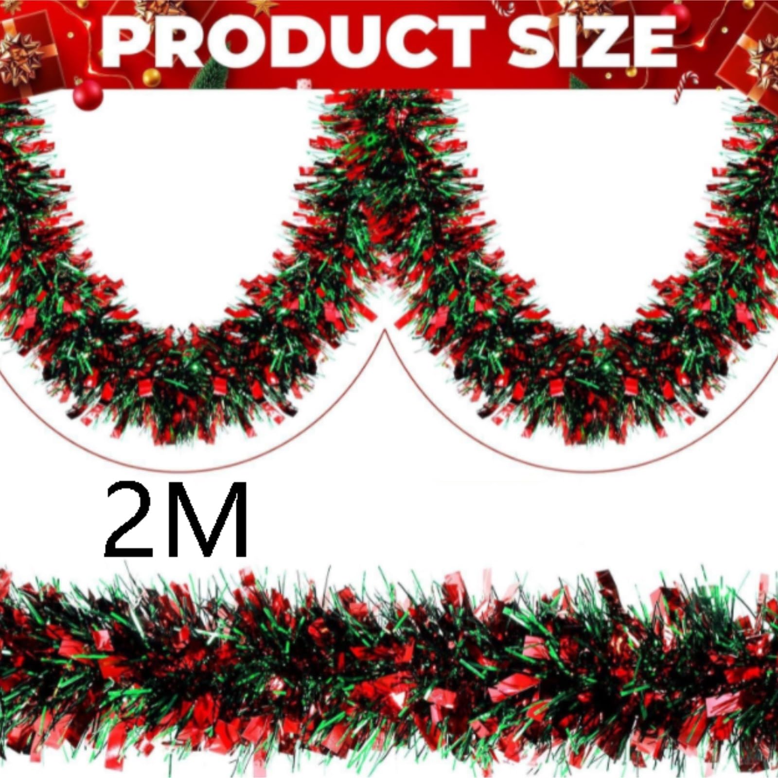 Deko Für Innen Außen Weihnachts-Lametta-Girlande for Heimdekorationen, Kranz, Hochzeitsfeier, 2 M Balkon Treppengeländer(12pcs)