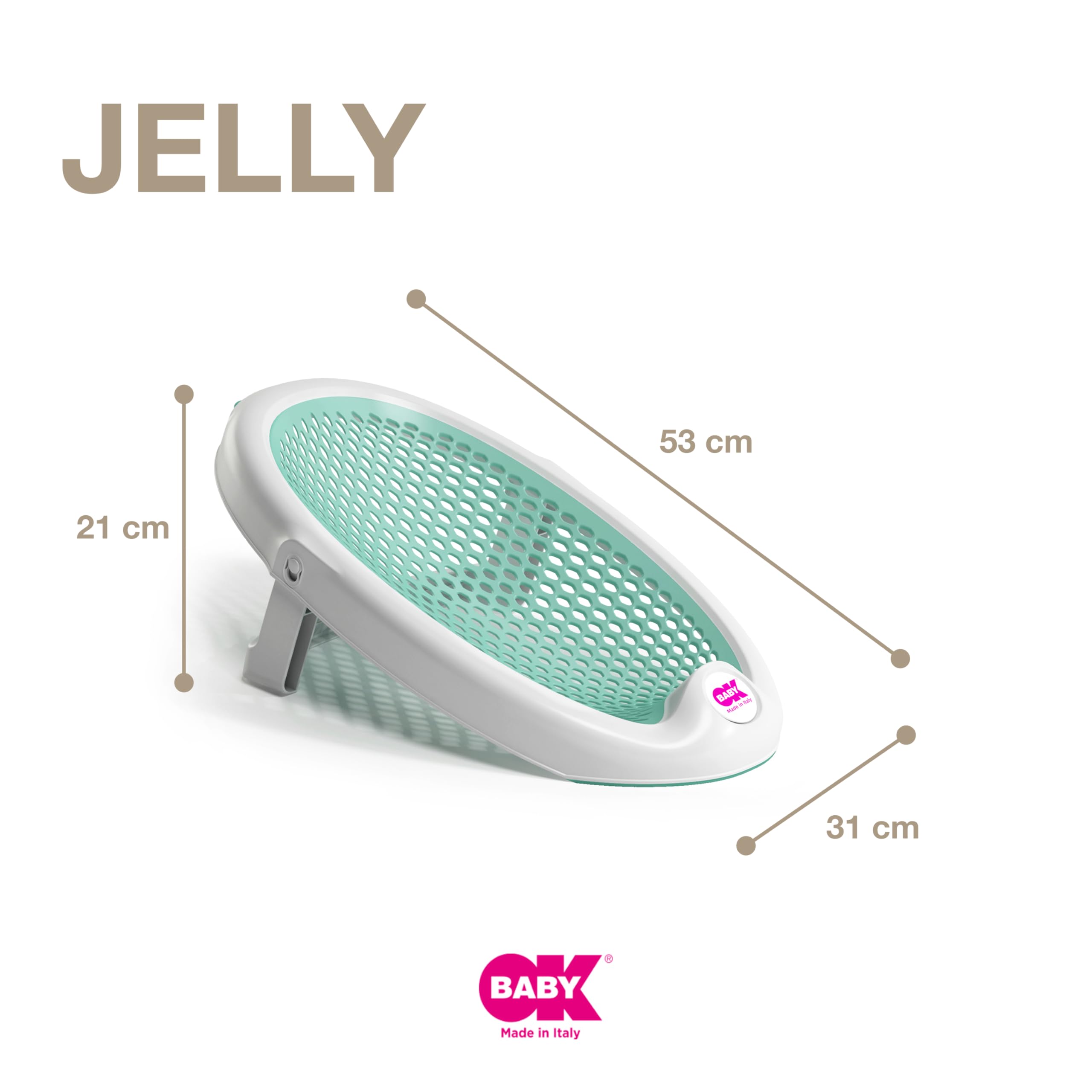 OKBABY Jelly - Sdraietta da Bagno Richiudibile, Morbida e Confortevole per il Bagnetto del Neonato 0-8 Mesi (8kg) - Azzurro