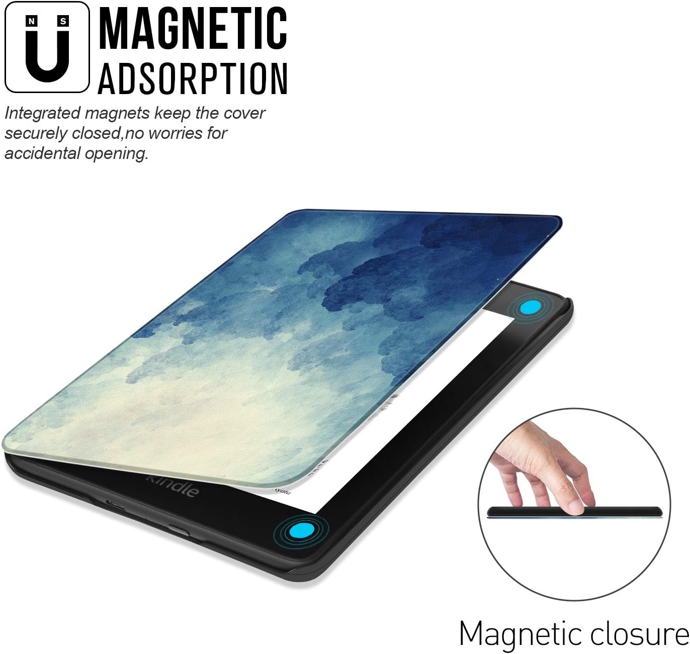Ayotu Water-Safe Case for Kindle Paperwhite 2018 - PU Leather Smart Cover with Auto Wake/Sleep - Fits Amazon All Kindle Paperwhite Leather Cover (10th Generation-2018)，K10 The Blue Moonlight