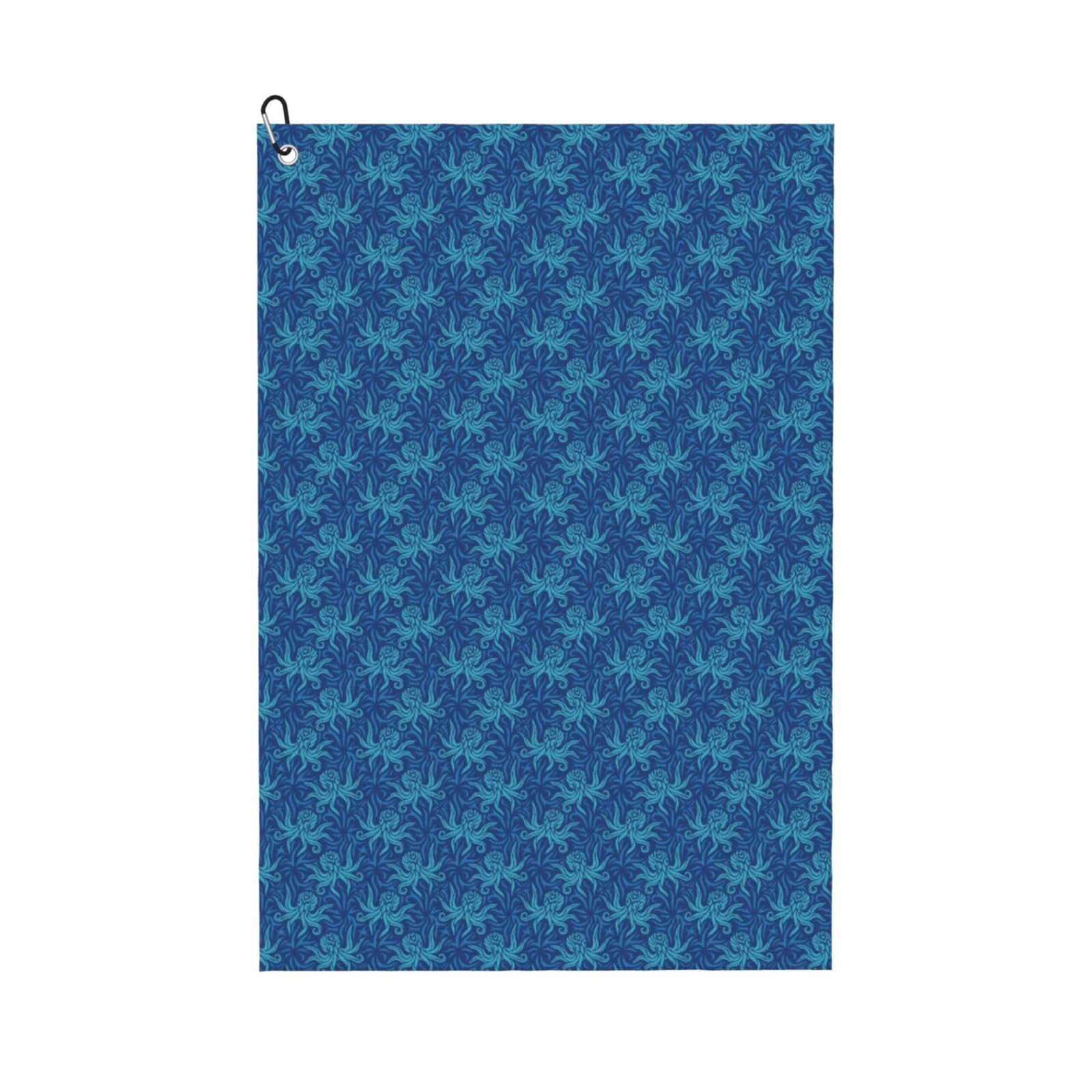 peiyeety Octopus Pattern Microfiber Golf Towel with Carabiner Clip, 16x24 Inch Absorbent Waffle Weave Towel for Golf Bags