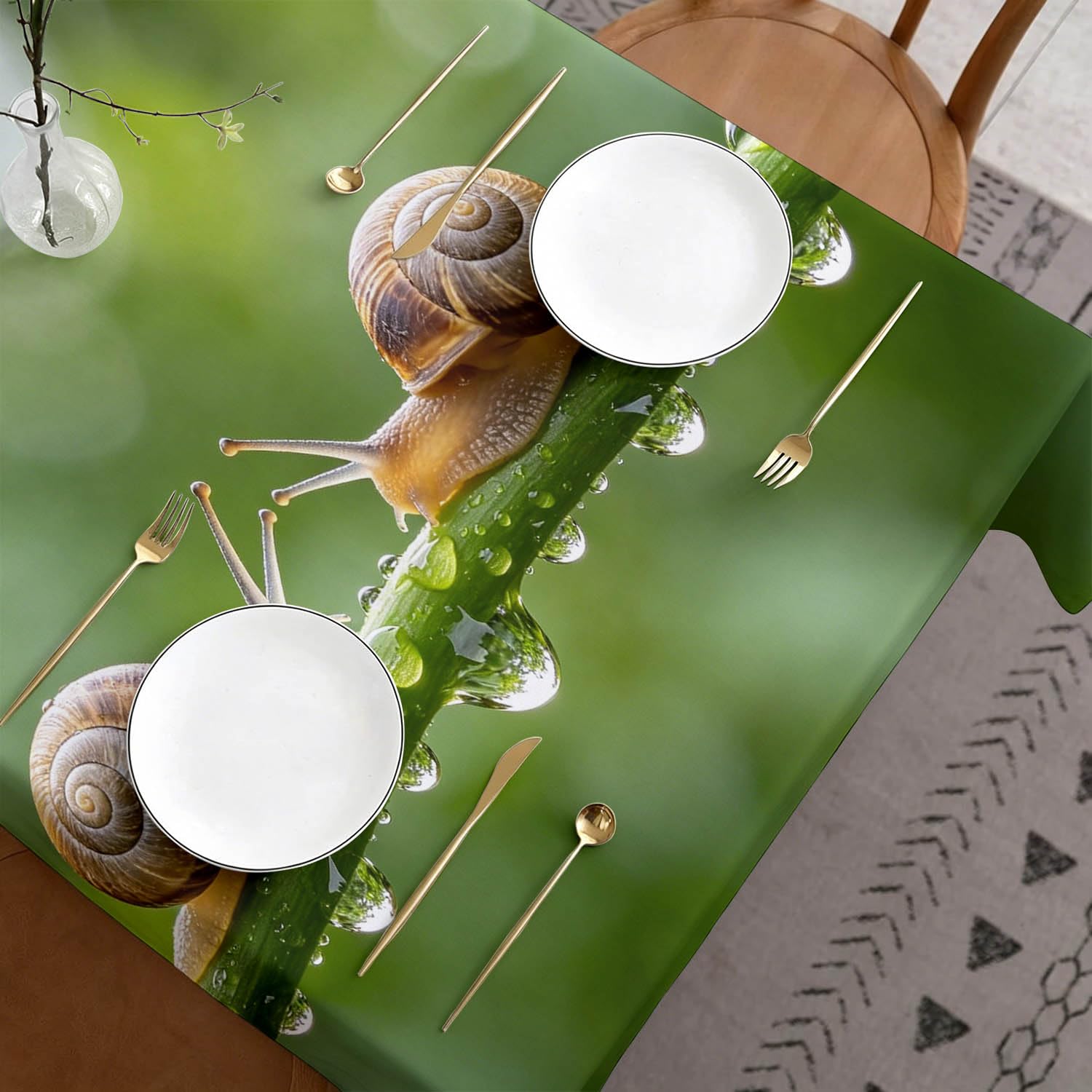 Nappe de Table Rectangulaire 150x300 cm, Motif Escargot