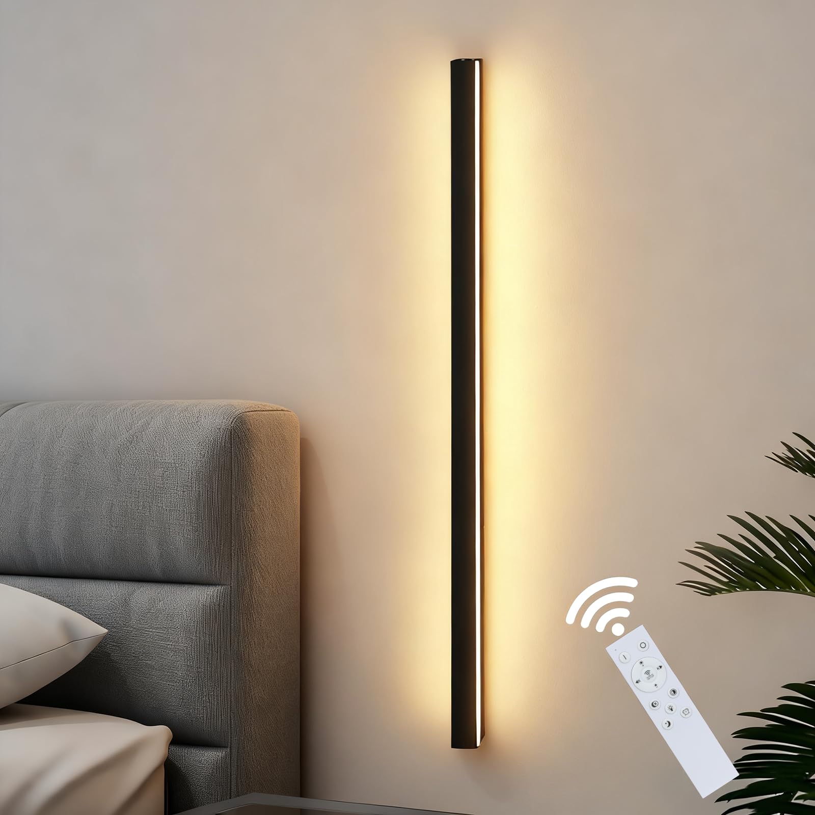ZMH Lampada da parete per interni LED nera - 100 cm Illuminazione da parete | moderna regolabile 15 W Lampada da corridoio Lampade da parete per interni camere da letto, salotti
