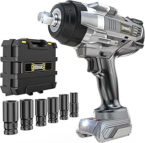 Cordless Impact Wrench 1/2 inch Compatible with Dewalt 20v Battery, 1700 Ft-lbs High Torque Impact Driver with 6Pcs Sockets & Storage Case, Electric Impact Gun with 4-Speed & LED Light