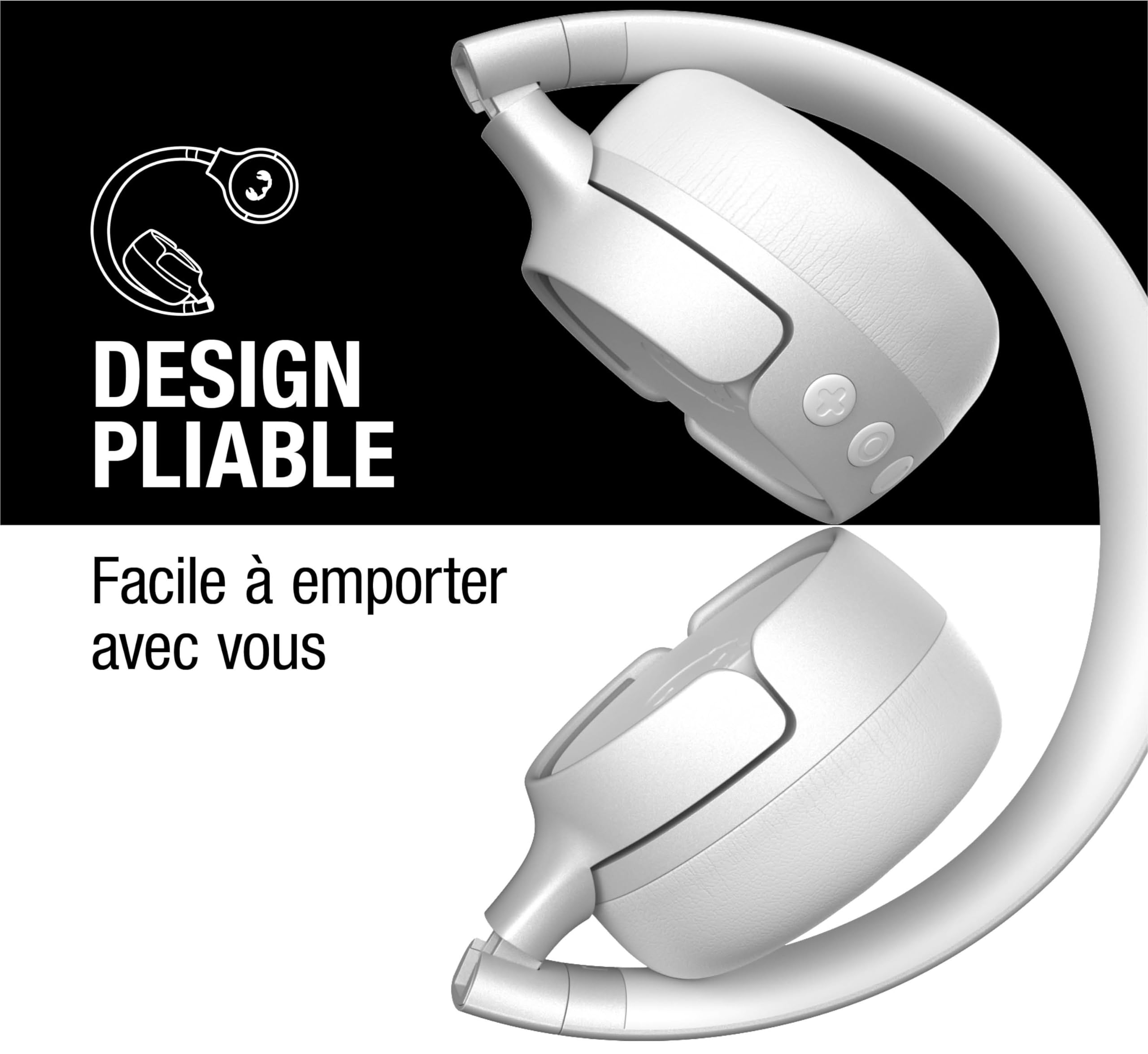 Fresh 'n Rebel Code Fuse, Casque Bluetooth sans Fil Supra-Aural, 30h D'Autonomie, avec Microphone et Assistant Vocal, Commandes de Volume et Boutons de Lecture/Pause, Pliable (Ice Grey)