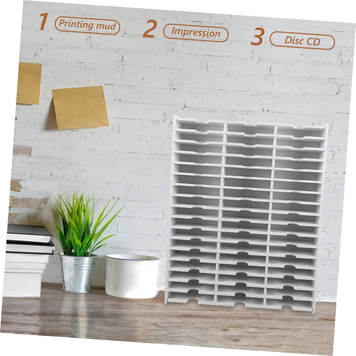 Luxshiny Portaoggetti da Tavolo in Pvc Bianco 51 Slot per Organizer di Timbri e Cuscinetti di Inchiostro, Design Raffinato e Multifunzionale per Uso