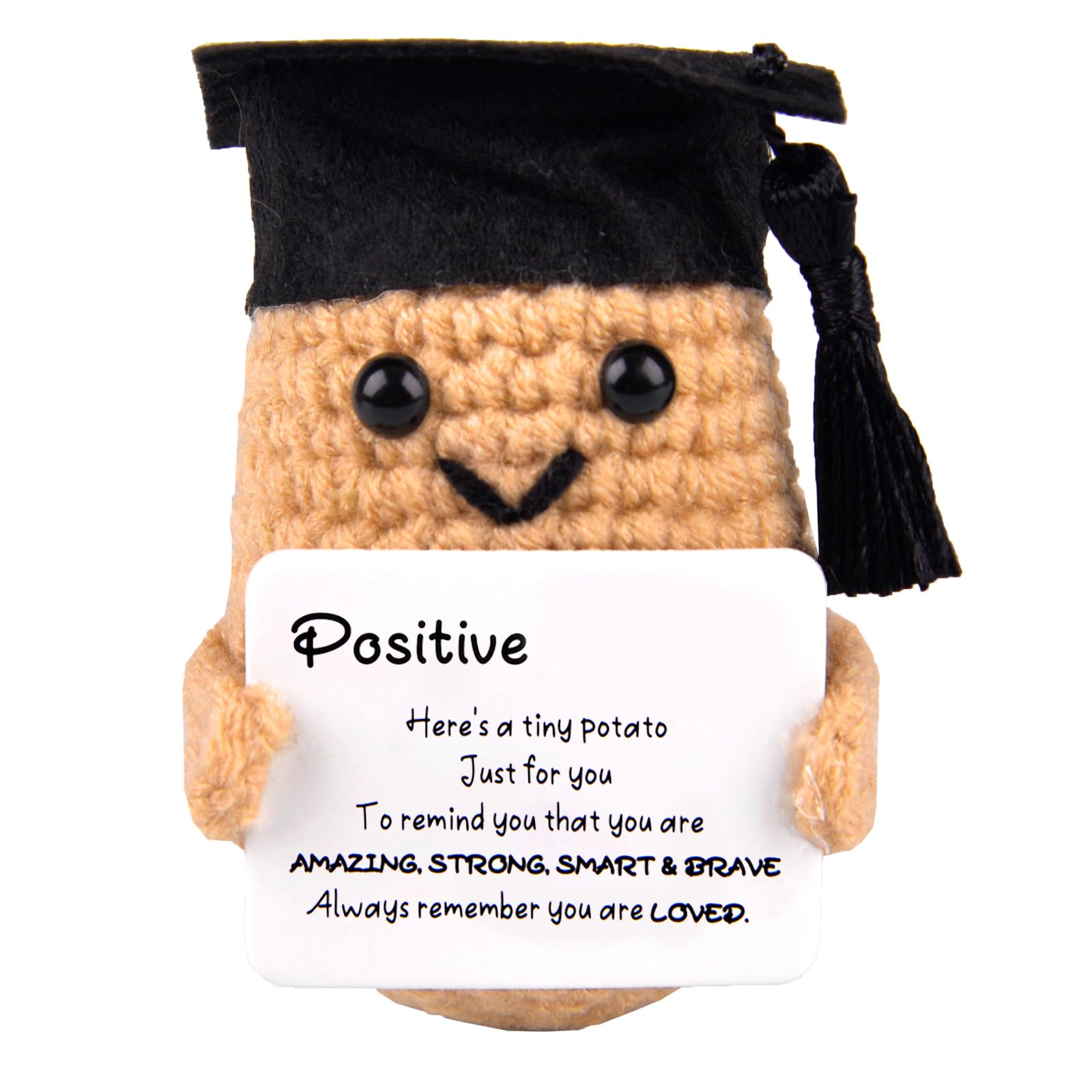 Vibbang Positive Gifts Potato Worry Dolls, Emotional Support Gift, Positive Crochet w Motivational Card, Cheer Up Gifts, Mental Health Gifts, Easter Gifts, Mothers Day Gifts Tomate Greeting Cards