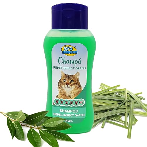 BPS Champú Repel-Insect para Gato 250ml Shampoo Animales Domésticos Seguro y Natural Diseño para Todo Tipo…