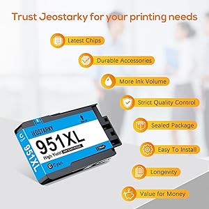 950XL 951XL Ink Cartridges Combo Pack Replacement for HP 950 951 / 950XL 951XL, Compatible with HP OfficeJet Pro 8600 8610 8620 8630 8640 8660 251DW 276DW High Yield 4-Pack