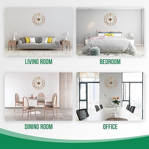 Miniatura 7 de Reloj de pared grande de 16 pulgadas con números romanos dorados, reloj de metal, funciona con pilas, silencioso, sin tictac, reloj moderno redondo