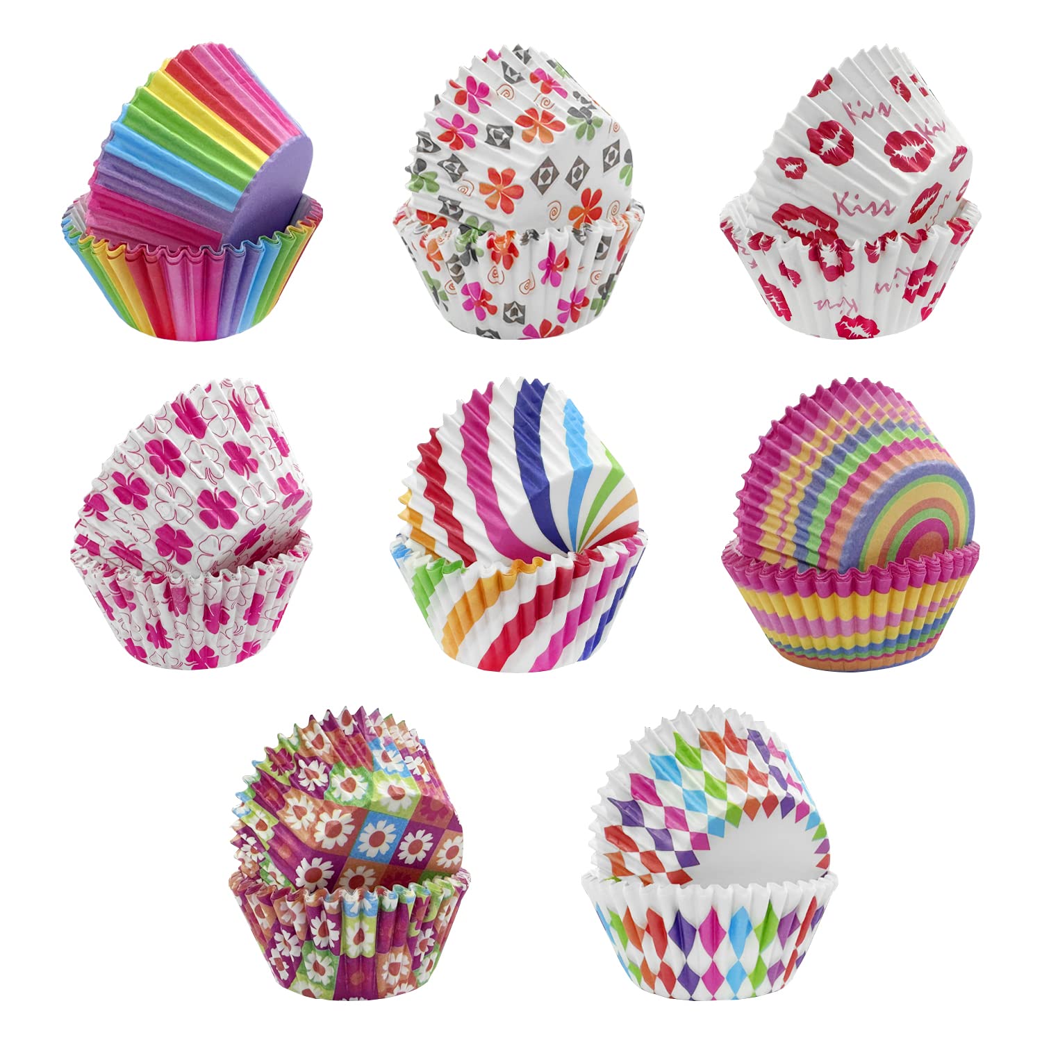 100 Bunte Wildblumen-Cupcake-Förmchen Mit Gewelltem Rand – Perfekt Für Frühlings- Und Sommerpartys