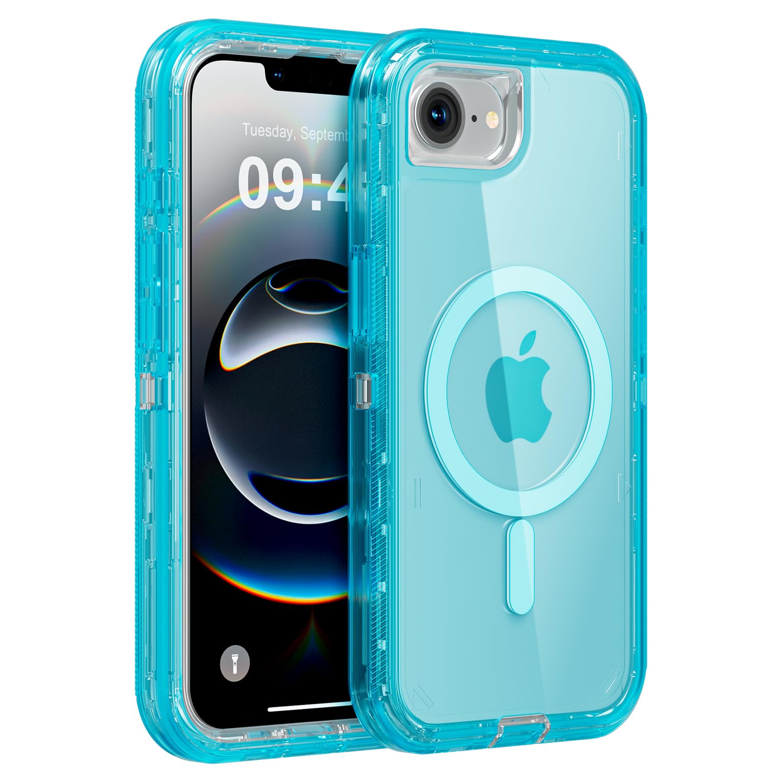 Follaroma for iPhone 16e Case, Compatible with MagSafe, Heavy Duty Shockproof Protection Phone Cases, Anti-Drop, Dual Layer Transparent Magnetic Phone