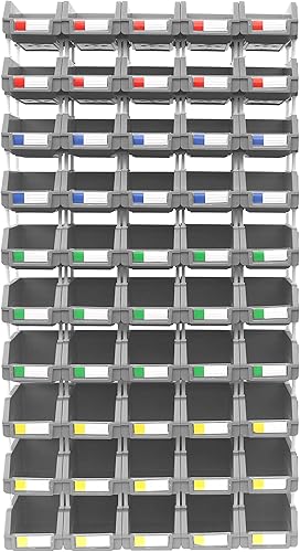 Miniatura 2 de Gris mediano 5.9 x 9.4 x 4.9 pulgadas, organizador de almacenamiento termoplástico resistente, apilable, colgante, conexión lateral, utilizado en