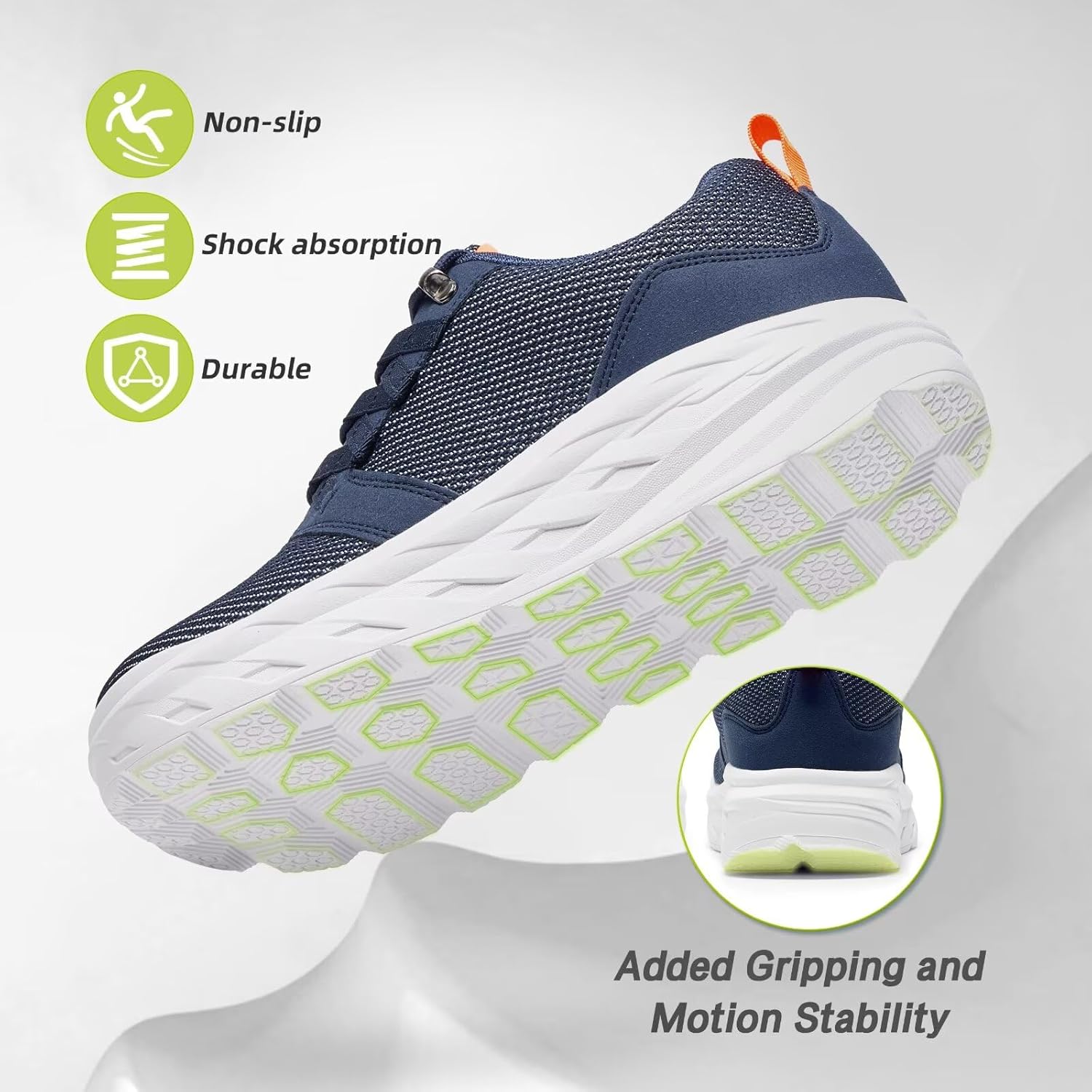 Men's Orthopedic Diabetic Wide Walking Shoes: Comfortable Plantar Fasciitis Fashion Sneakers with Arch Support, Casual Hammer Toes Swollen Tennis Work Sports Shoes for Heel and Foot Pain Relief - Image 7