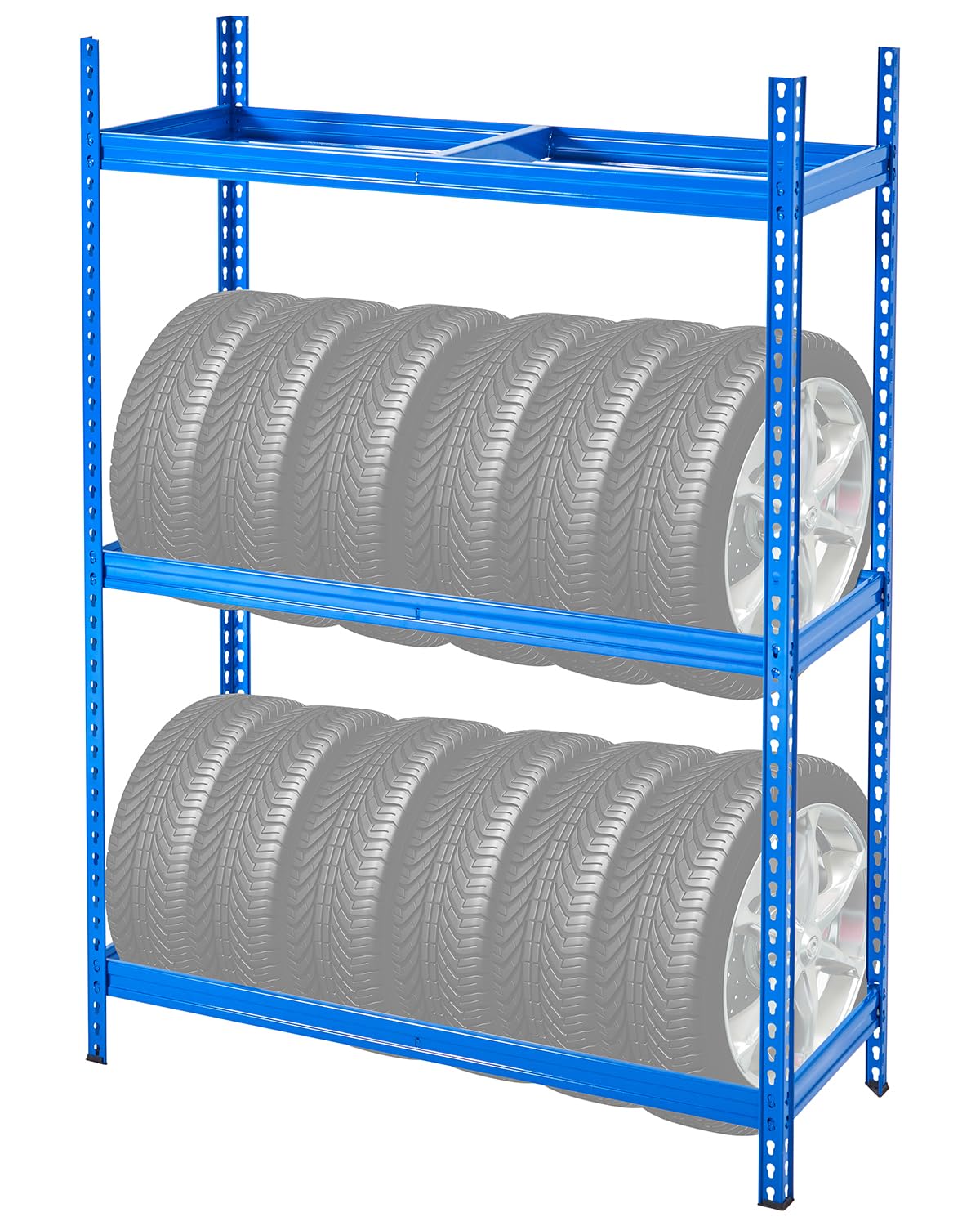VEVOR Scaffale Porta Gomme Auto, con 2 Ripiani Fino a 12 Pneumatici Standard, Supporto Portagomme in Metallo ad Alte Prestazioni con Distanza Regolabile, Portata 150 kg Ideale per Officine Garage