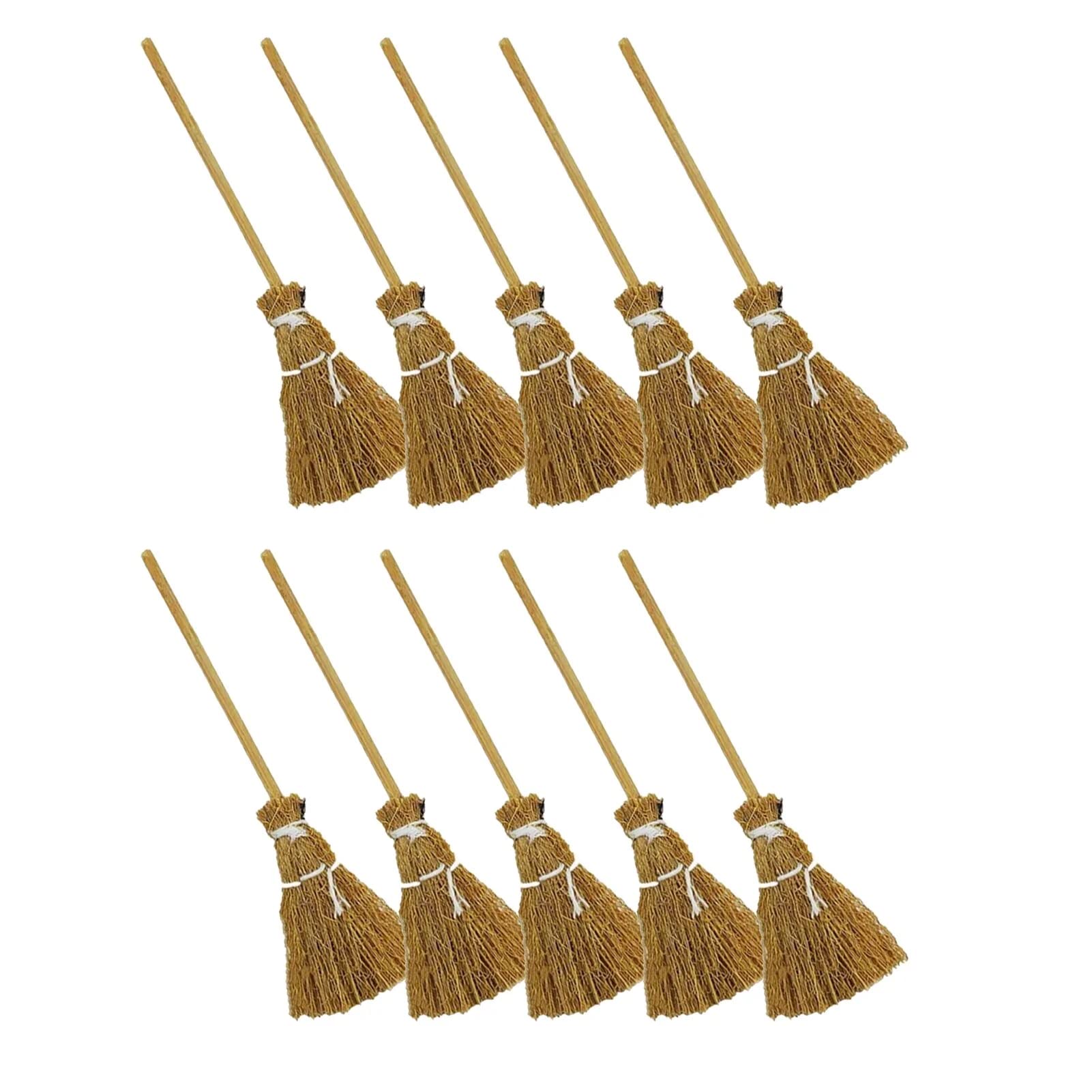 Trendmaster 10pcs Mini Broom Halloween Ornament Witch DIY Costume Hanging Decorations for Kitchen Garden Miniature Doll House Props Germany