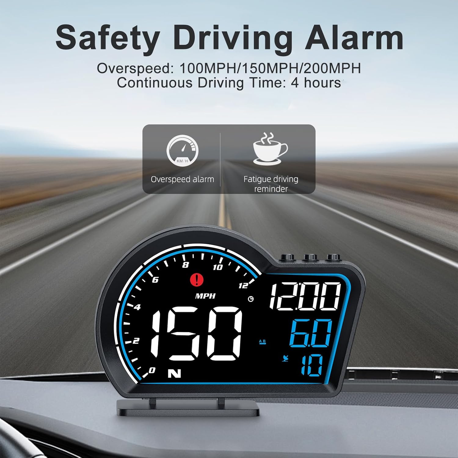 SinoTrack HUD Digital GPS Speedometer for Car Universal Heads Up Display Oversize Screen Large LCD MPH Speedometer Speed Fatigued Diving Alert Over-Speed Alarm Compass for All Vehicle
