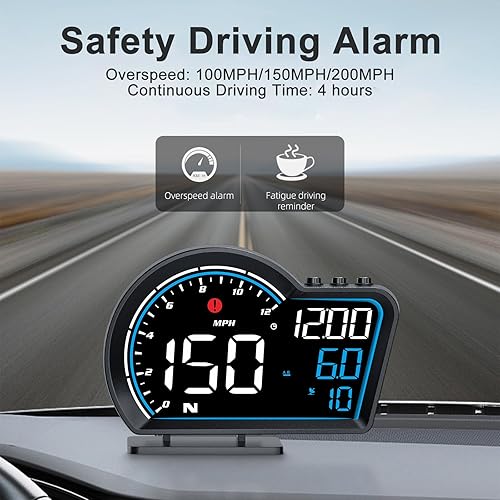 Miniatura 3 de SinoTrack Pantalla HUD Digital GPS Velocímetro para Coche Universal Visualización de Cabeza Pantalla Grande LCD Velocímetro MPH Alerta de Fatiga de